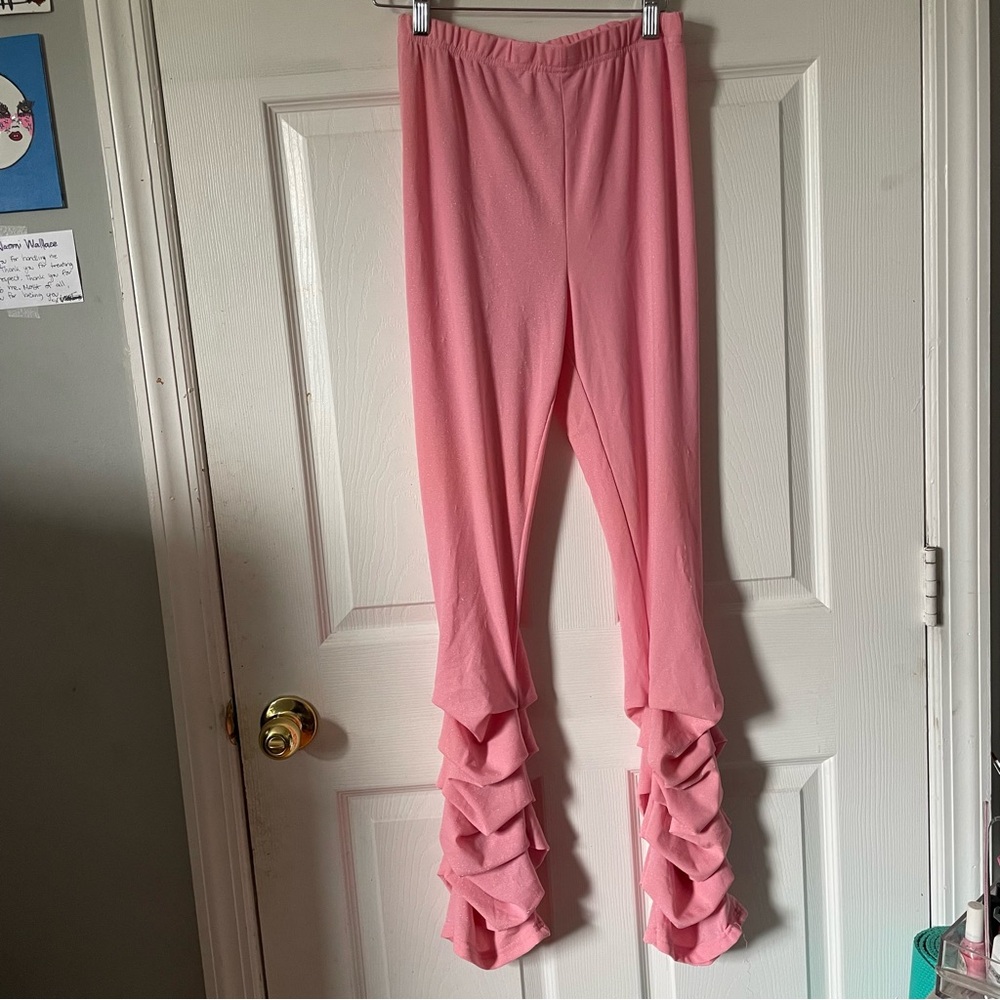 Pink Ruffle Leggings